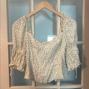 Reformation White Polka Dot Blouse